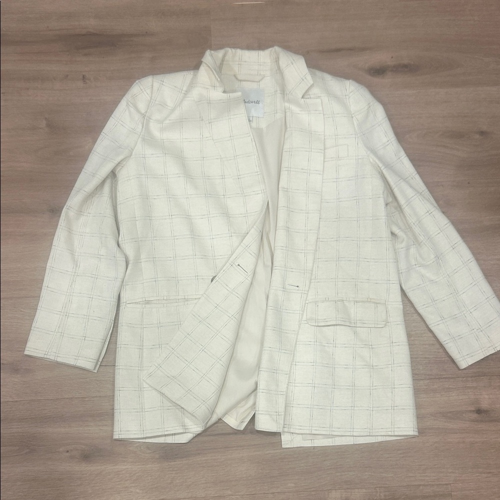 Madewell Cream Plaid Blazer